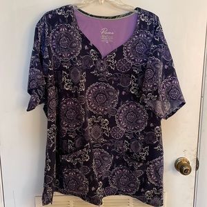 Scrub top - navy and purple